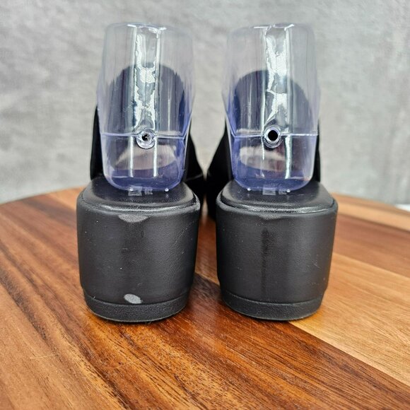 Mossimo Platform Slides 8 Black Fabric Stretch Flatform 90s Retro Stylish Trendy - Picture 7 of 14